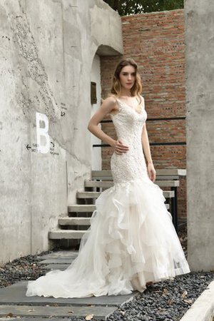 Abito da sposa naturale lusso bella in tulle coda a strascico corto in raso - Foto 2