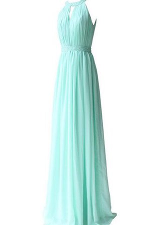 Robe demoiselle d'honneur naturel plissé fermeutre eclair avec perle en chiffon - Photo 3