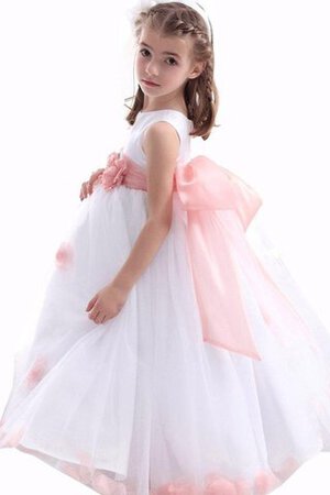 Robe de cortège enfant ligne a manche nulle avec fleurs - Photo 3