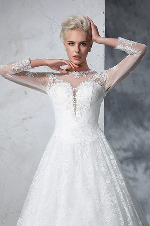 Robe de mariée classique longue delicat de traîne moyenne au niveau de cou - Photo 6