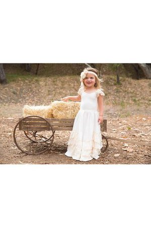 Robe de cortège enfant plissage avec manche courte de lotus a-ligne avec décoration dentelle - Photo 4