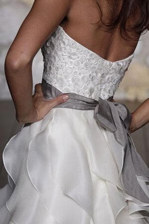 Abito da Sposa Cerniera con Fusciacca con Ricamo con Increspature Naturale senza strap - Foto 3