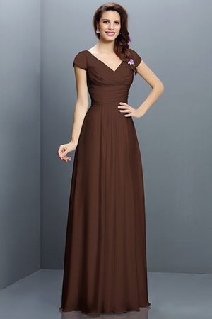 Robe demoiselle d'honneur plissé avec zip en chiffon de princesse a-ligne - Photo 7