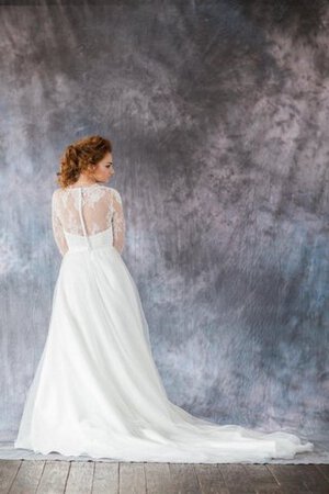 Abito da Sposa Naturale con Maniche Lunghe A-Line conservatore Tondo in Organza - Foto 4