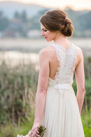 Robe de mariée de traîne courte decoration en fleur avec perle avec chiffon ligne a - Photo 4