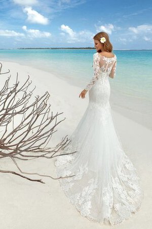 Abito da Sposa lusso con Perline Semplice con Maniche Lunghe con Applique Lungo - Foto 3