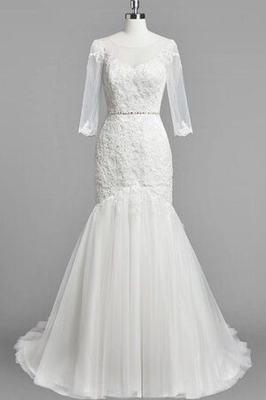 Robe de mariée naturel luxueux fermeutre eclair avec perle textile en tulle - Photo 1