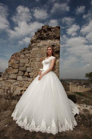 Robe de mariée manche nulle cordon appliques en tulle avec nœud - Photo 6