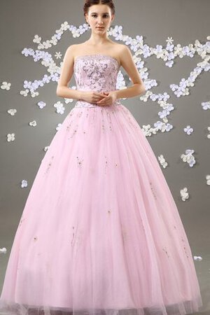 Abito Quinceanera con Perline Ball Gown A-Line in Tulle senza spalline - Foto 1