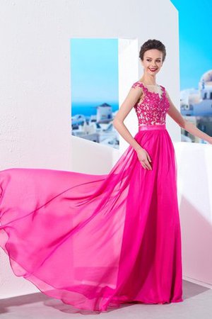 Reißverschluss Chiffon Sittsames Modisches Abendkleid mit Applike - Bild 1