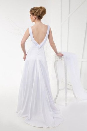 Abito da Sposa A-Line Lupetto Naturale Profondo V-scollo Senza Maniche con Piega - Foto 4