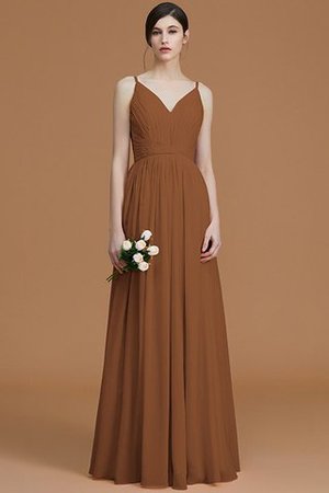 Robe demoiselle d'honneur naturel v encolure de princesse ligne a jusqu'au sol - Photo 10