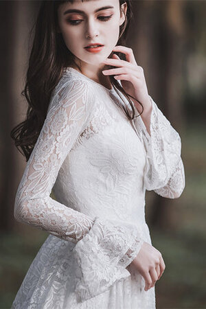 Robe de mariée fabuleux en dentelle avec manche longue avec zip formelle - Photo 5