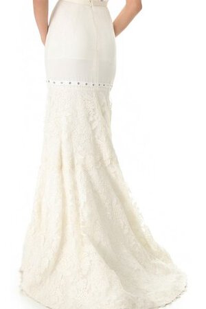 Robe de mariée long col en forme de cœur ceinture avec perle manche nulle - Photo 3
