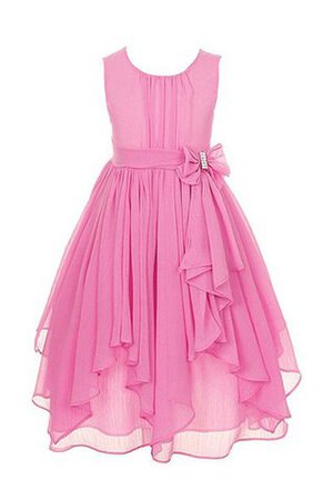 Robe de cortège enfant plissé en chiffon encolure ronde avec nœud ligne a - Photo 1