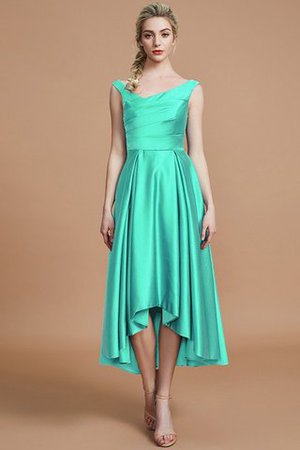 Robe demoiselle d'honneur naturel courte ligne a v encolure en satin - Photo 20