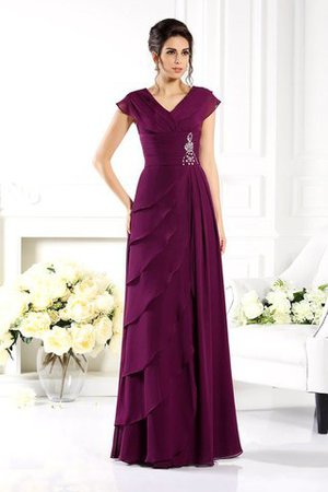 Empire Taille Kurze Ärmeln Reißverschluss A Linie Chiffon Brautmutterkleid - Bild 1