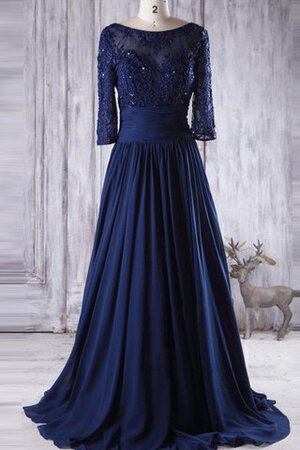 Robe de bal plissé avec perle col u profond avec chiffon avec manche 1/2 - Photo 1