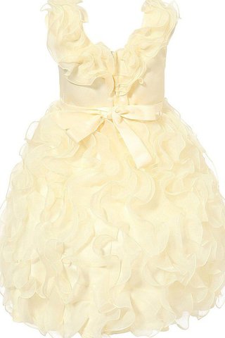 Abito da Cerimonia Bambini Senza Maniche Ball Gown Cerniera A-Line con Seghettato con Fiocco - Foto 2