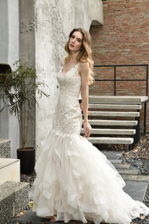 Abito da sposa naturale lusso bella in tulle coda a strascico corto in raso - Foto 6