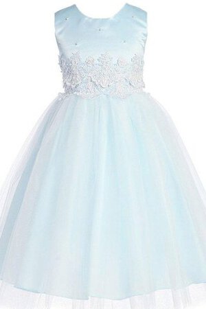 Abito da Cerimonia Bambini Cerniera con Applique in Tulle con Perline A-Line Tondo - Foto 1