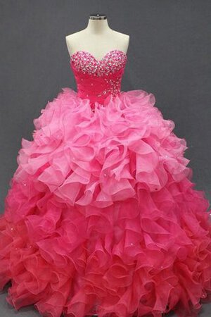 Robe de quinceanera long en organza avec perle de lotus en tulle - Photo 4