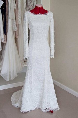 Robe de mariée festonné fermeutre eclair avec nœud à boucles boutonné avec manche longue - Photo 3