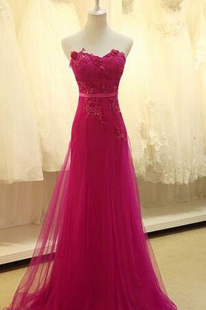 Chiffon plissiertes Sweep Zug A Linie Ballkleid mit Bordüre aus Spitze - Bild 1