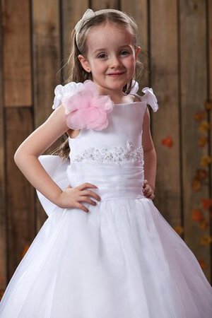 Abito da Cerimonia Bambini con Piega A-Line con Fiore con Applique - Foto 3