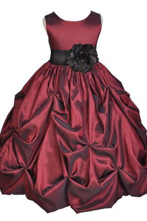 Abito da Cerimonia Bambini Tondo con Increspature in Taffeta con Fiore Cerniera A-Line - Foto 4