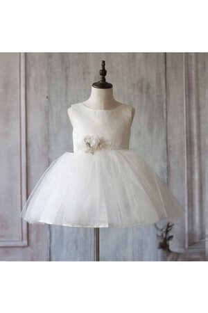 Abito da Cerimonia Bambini Senza Maniche decorato Naturale con Piega Ball Gown con Nastro - Foto 1