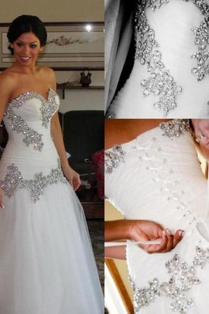 Abito da sposa spazzola treno con piega a-line a sala a terra brillante - Foto 2