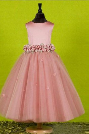 Robe de cortège enfant longue en tulle manche nulle avec fleurs fermeutre eclair - Photo 1