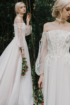 Abito da sposa moda pudica a terra a-line a riva in tulle - Foto 5