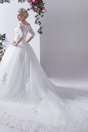 Abito da sposa ball gown unico allacciato in tulle con perline a terra - Foto 6