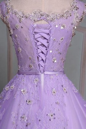 Paillette V-Ausschnitt Perlenbesetztes Spitze Duchesse-Linie bodenlanges Quinceanera Kleid - Bild 5