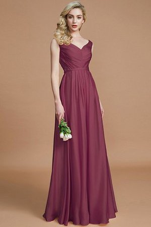 Ärmelloses A Linie Chiffon Normale Taille V-Ausschnitt Brautjungfernkleid - Bild 10