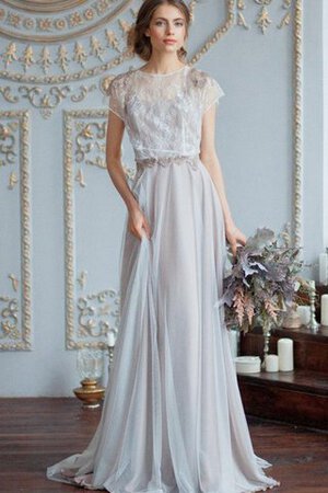 Robe de mariée nature jusqu'au sol avec chiffon avec perle trou de serrure - Photo 1