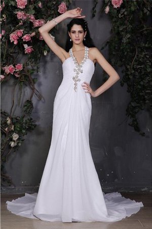 Robe de mariée de lotus dénudé avec perle avec chiffon manche nulle - Photo 1