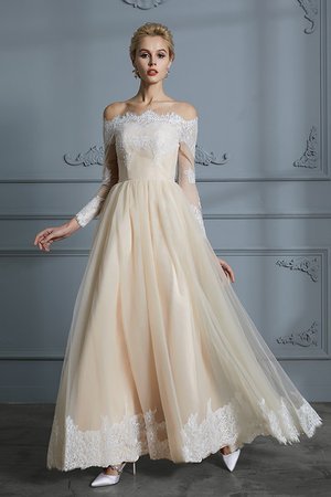 Abito da sposa in tulle con piega carina sogno a-line fuori dalla spalla - Foto 5