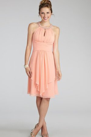 Robe demoiselle d'honneur bref en chiffon au niveau de cou avec perle - Photo 4