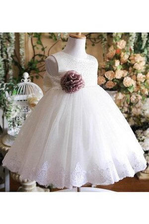 Robe de cortège enfant plissé avec perle decoration en fleur avec sans manches avec fleurs - Photo 1