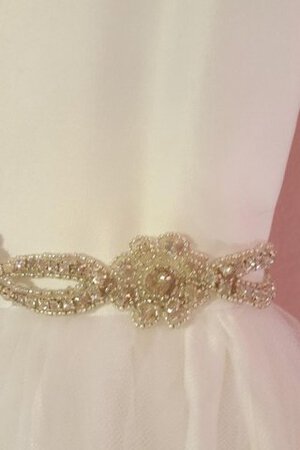 Perlenbesetztes Juwel Ausschnitt Ärmellos bodenlanges langes Blumenmädchenkleid aus Tüll - Bild 5