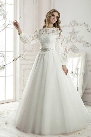 Abito da Sposa con Piega Elegante Romantico A Terra A-Line in Pizzo - Foto 1