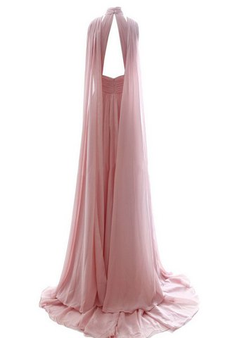 Robe demoiselle d'honneur ruché en chiffon avec sans manches fermeutre eclair a-ligne - Photo 2