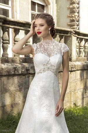 Abito da Sposa Schiena Nuda Vintage Naturale con Applique Cappellino Tubino - Foto 2