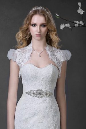 Herz-Ausschnitt Spitze bodenlanges Brautkleid mit Applike mit Bordüre - Bild 4