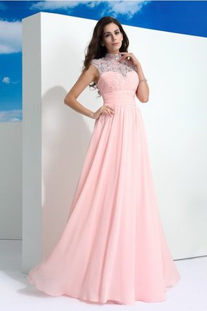 Robe de bal longue avec perle avec chiffon jusqu'au sol avec sans manches - Photo 5