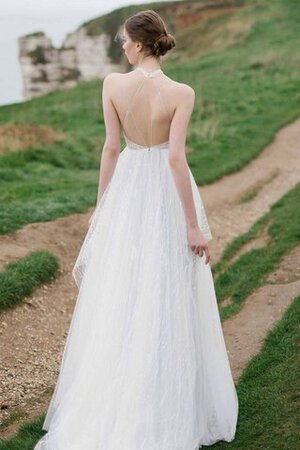 Robe de mariée au bord de la mer en tulle ligne a avec perle de col haut - Photo 2