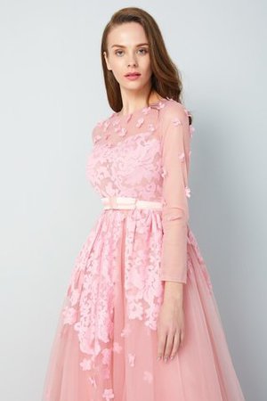 Robe de soirée de princesse en tulle ligne a appliques col u profond - Photo 3